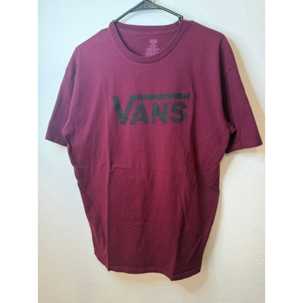 Vans Classic Logo Graphic T-Shirt Mens Large Burgundy Maroon Short Sleeve Tee
